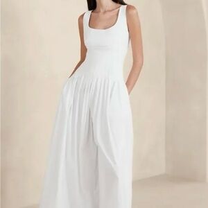 Ness Pleated Poplin Jumpsuit Banana Republic
